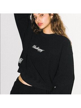 Madhappy Cropped Fleece Inside Out Sweatshirt Embroidered Logo Crewneck